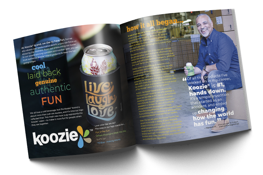 Koozie Brand Booklet spread example 1