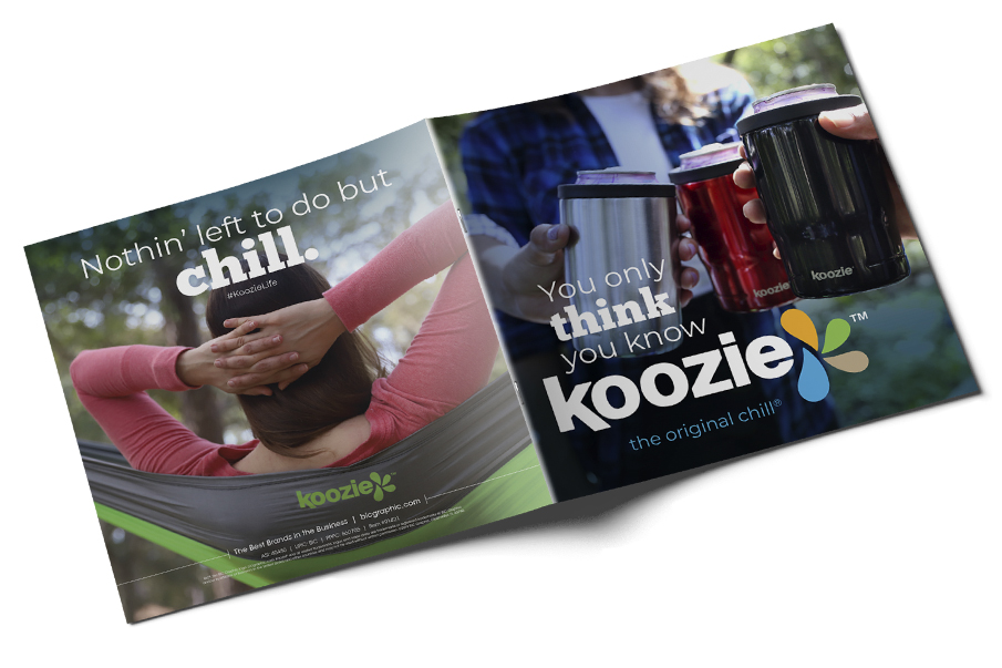 Koozie Brand Booklet open flat